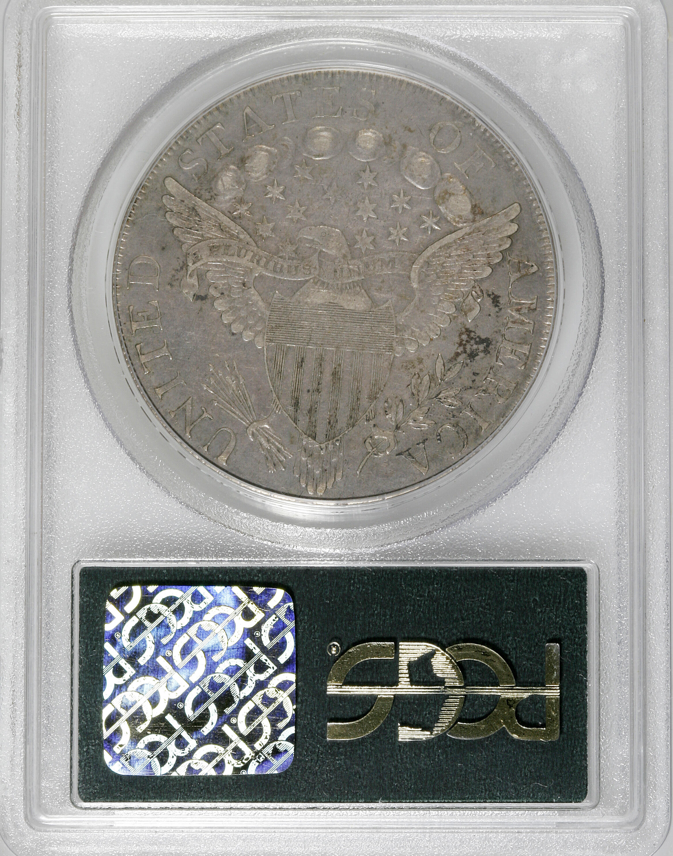 image for: 1798 $1 Large Eagle, Knob 9, 5 Vertical Lines, 10 Arrows, B-6, BB-96, R.3, XF40 PCGS....