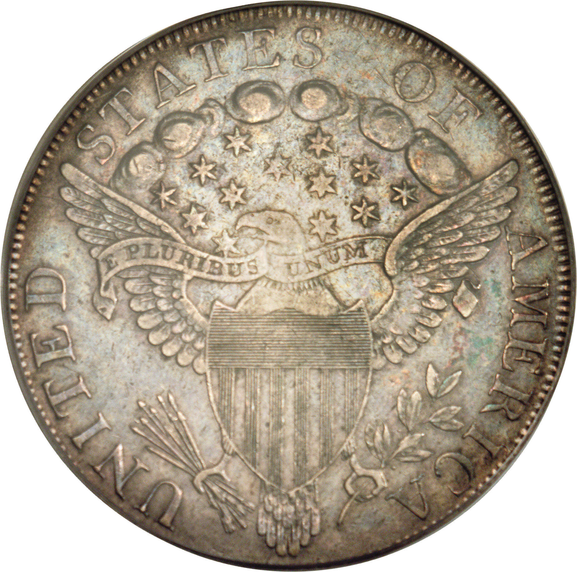 image for: 1798 $1 Large Eagle, Knob 9, 5 Vertical Lines, 10 Arrows, B-6, BB-96, R.3, XF40 PCGS....