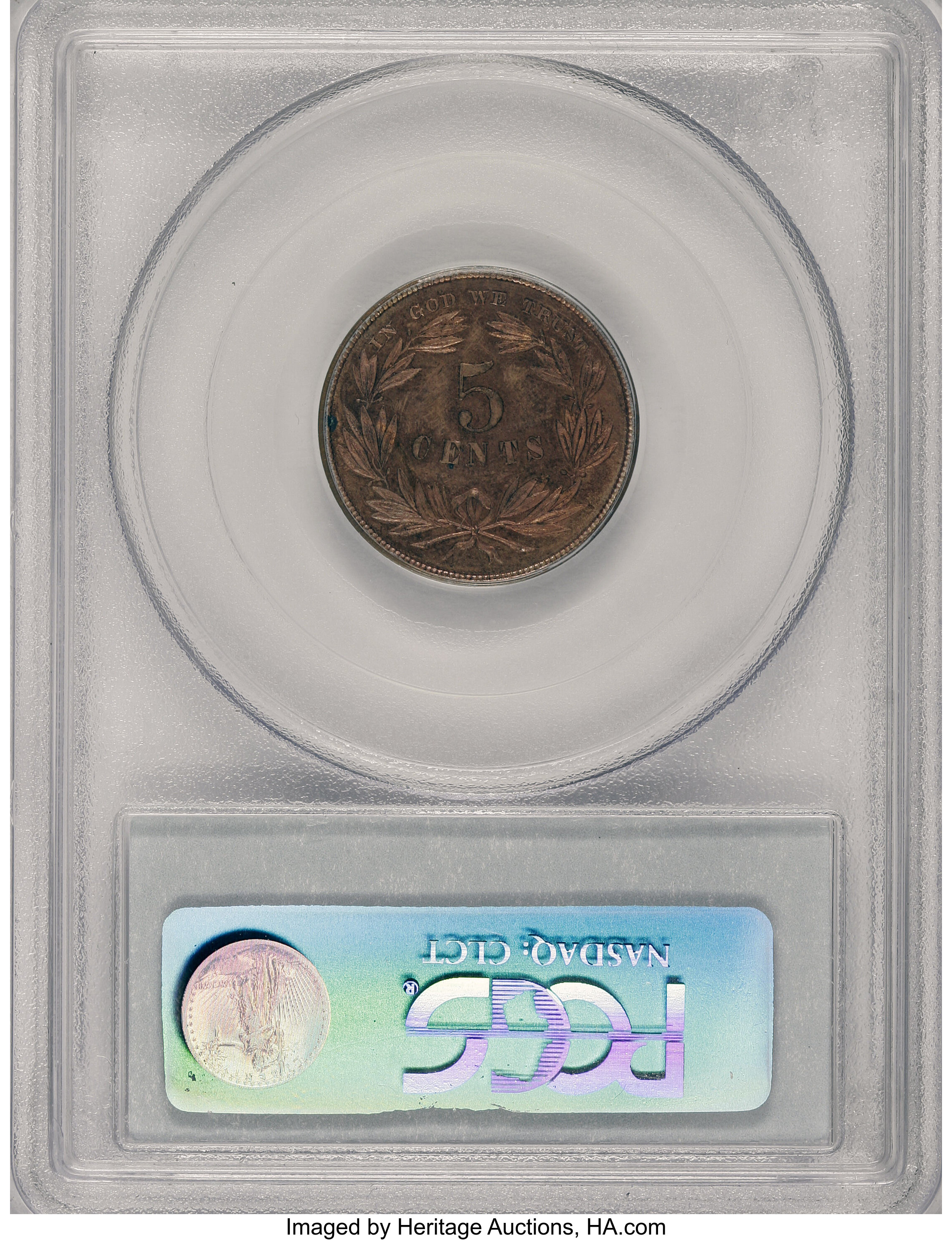 image for: 1866 5C Washington Five Cents, Judd-462, Pollock-536, Low R.7, PR64 Red and Brown PCGS....
