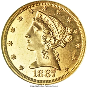 image for: 1887 $5 PR64 Cameo NGC....