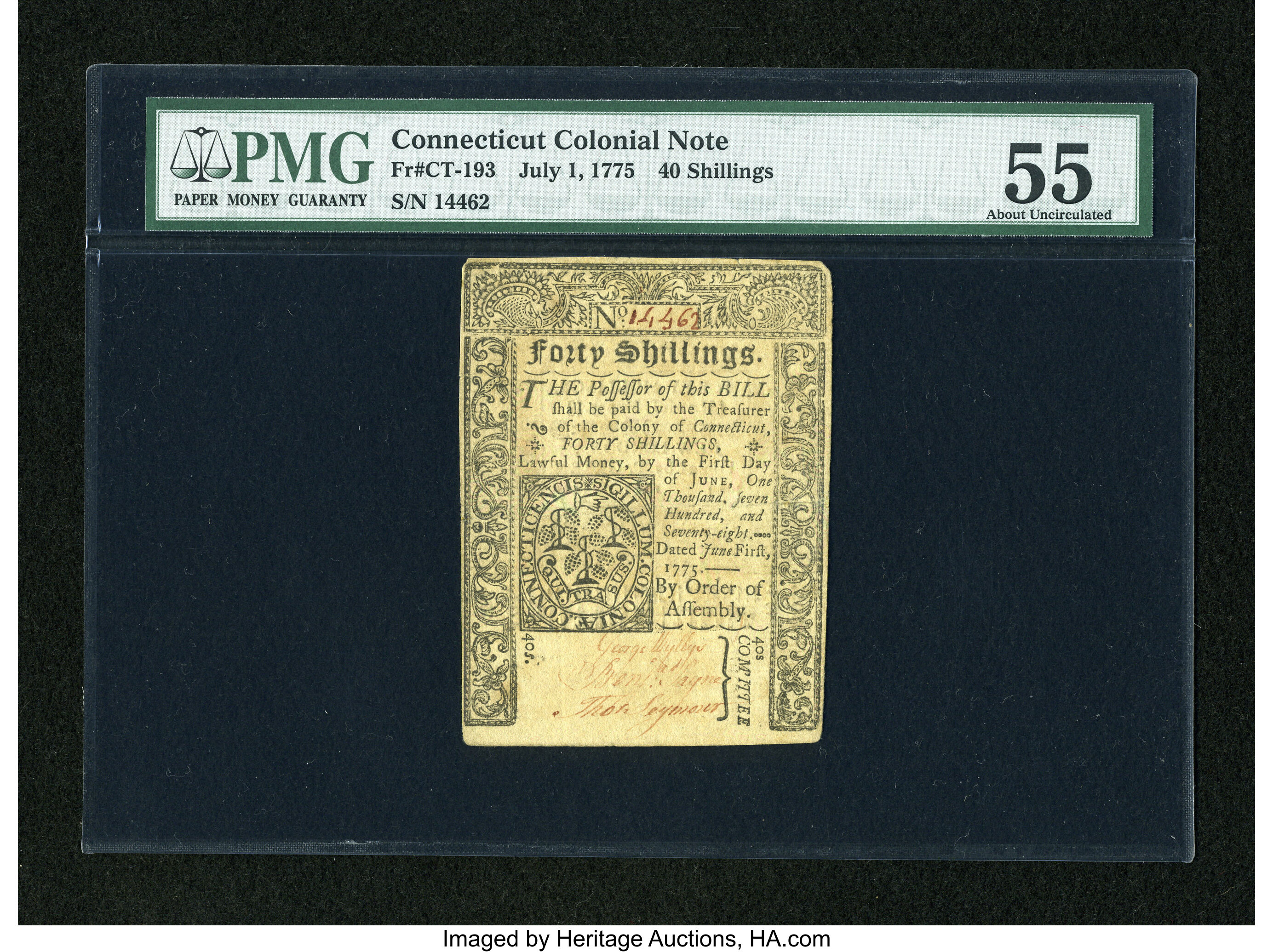 image for: Connecticut July 1, 1775 40s PMG About Uncirculated 55....
