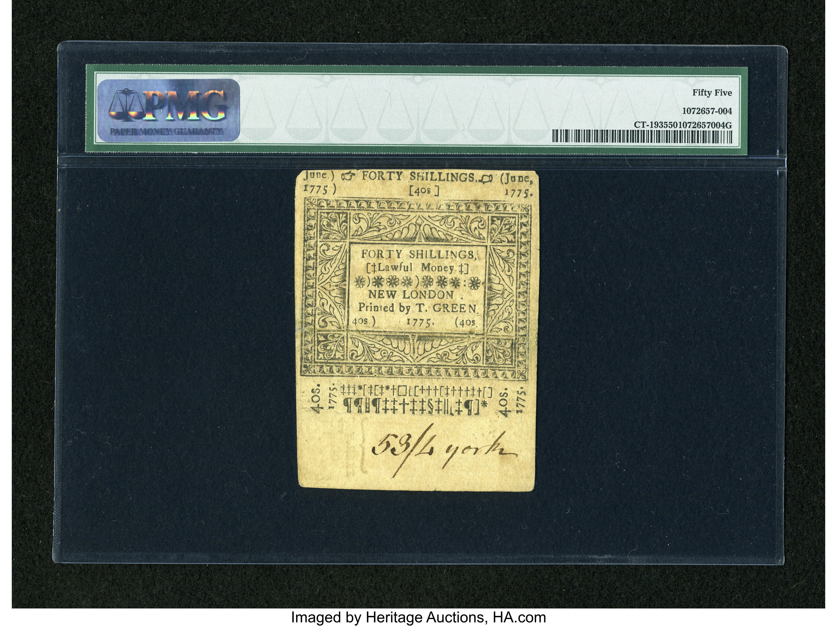image for: Connecticut July 1, 1775 40s PMG About Uncirculated 55....