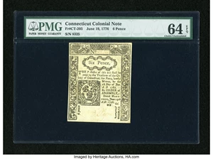 image for: Connecticut June 19, 1776 6d PMG Choice Uncirculated 64 EPQ....