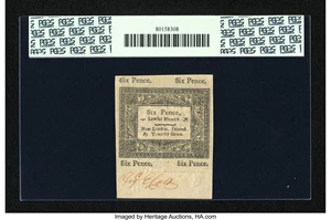 image for: Connecticut June 19, 1776 6d PCGS Choice New 63PPQ....