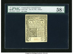 image for: Connecticut June 19, 1776 9d PMG Choice About Unc 58 EPQ....