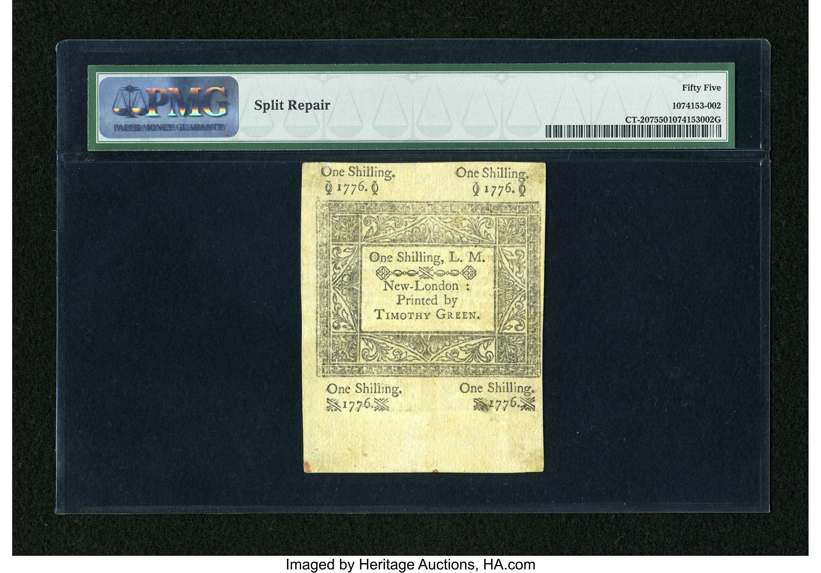 image for: Connecticut June 19, 1776 1s PMG About Uncirculated 55....