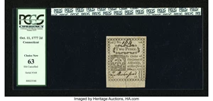 image for: Connecticut October 11, 1777 2d PCGS Choice New 63....