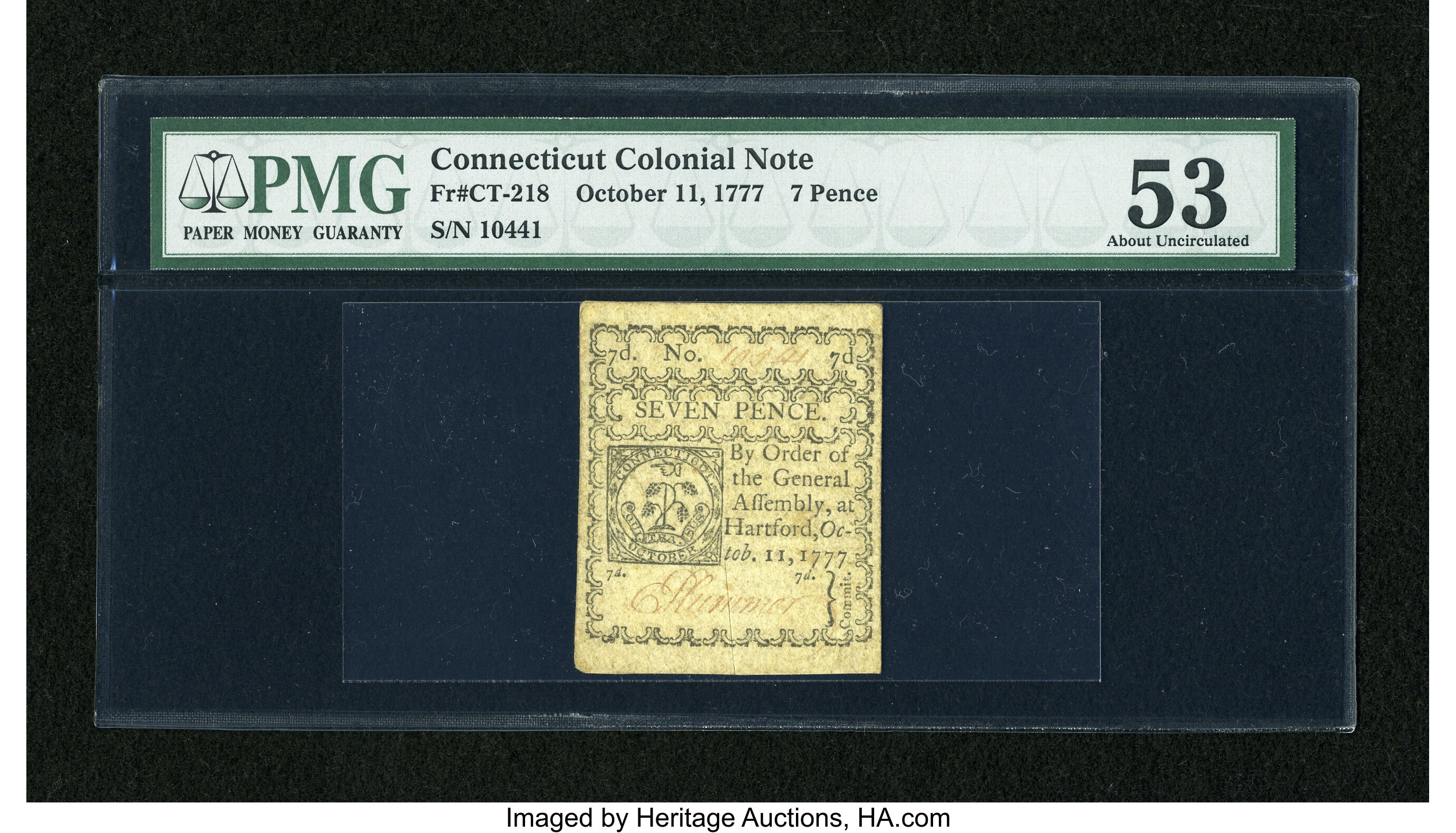 image for: Connecticut October 11, 1777 7d White Paper PMG About Uncirculated 53....
