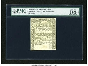 image for: Connecticut July 1, 1780 40s PMG Choice About Unc 58 EPQ....