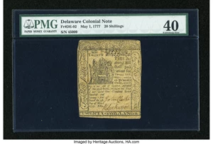 image for: Delaware May 1, 1777 20s PMG Extremely Fine 40....