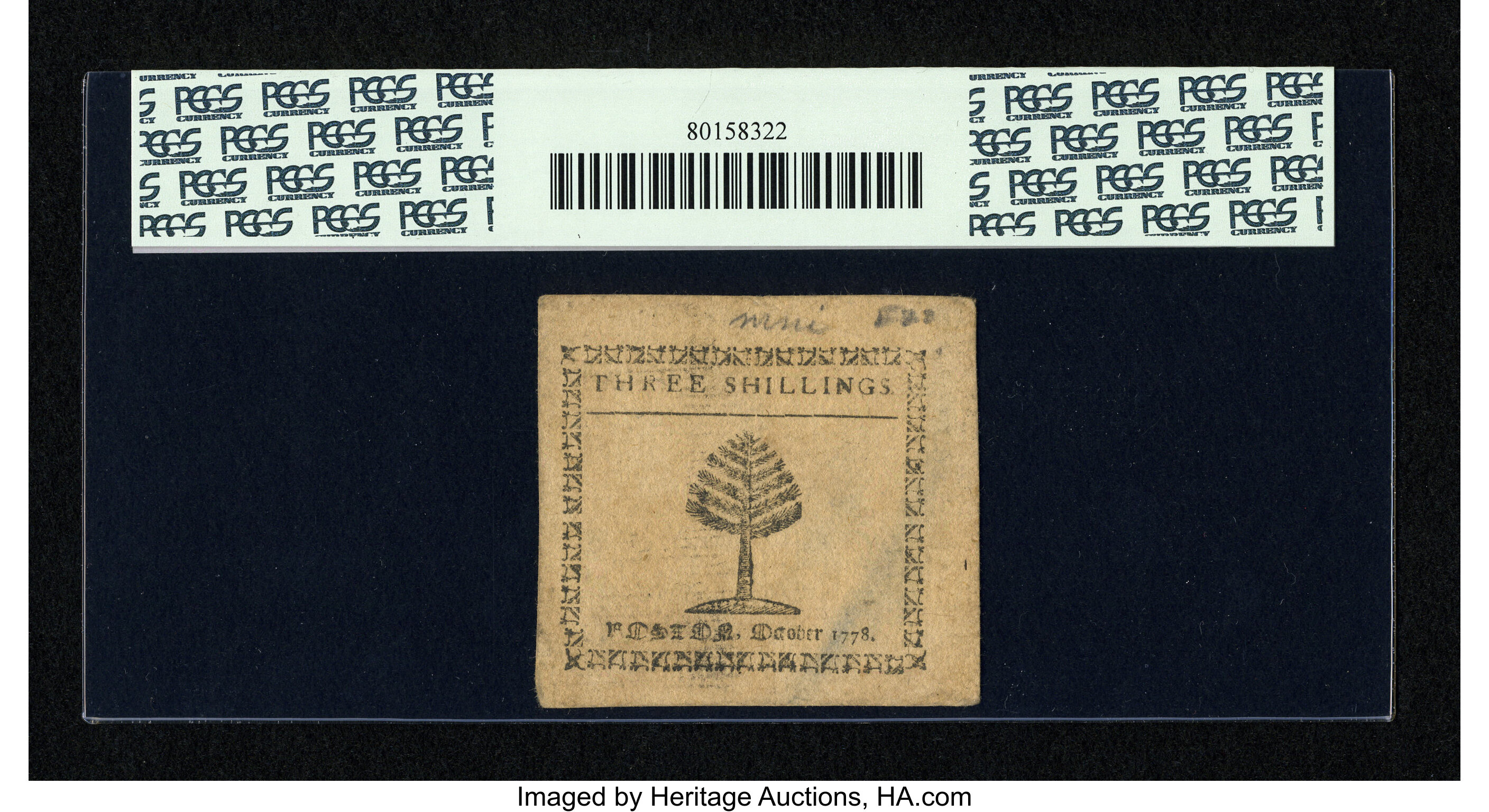 image for: Massachusetts October 16, 1778 3s PCGS Apparent Extremely Fine 45....