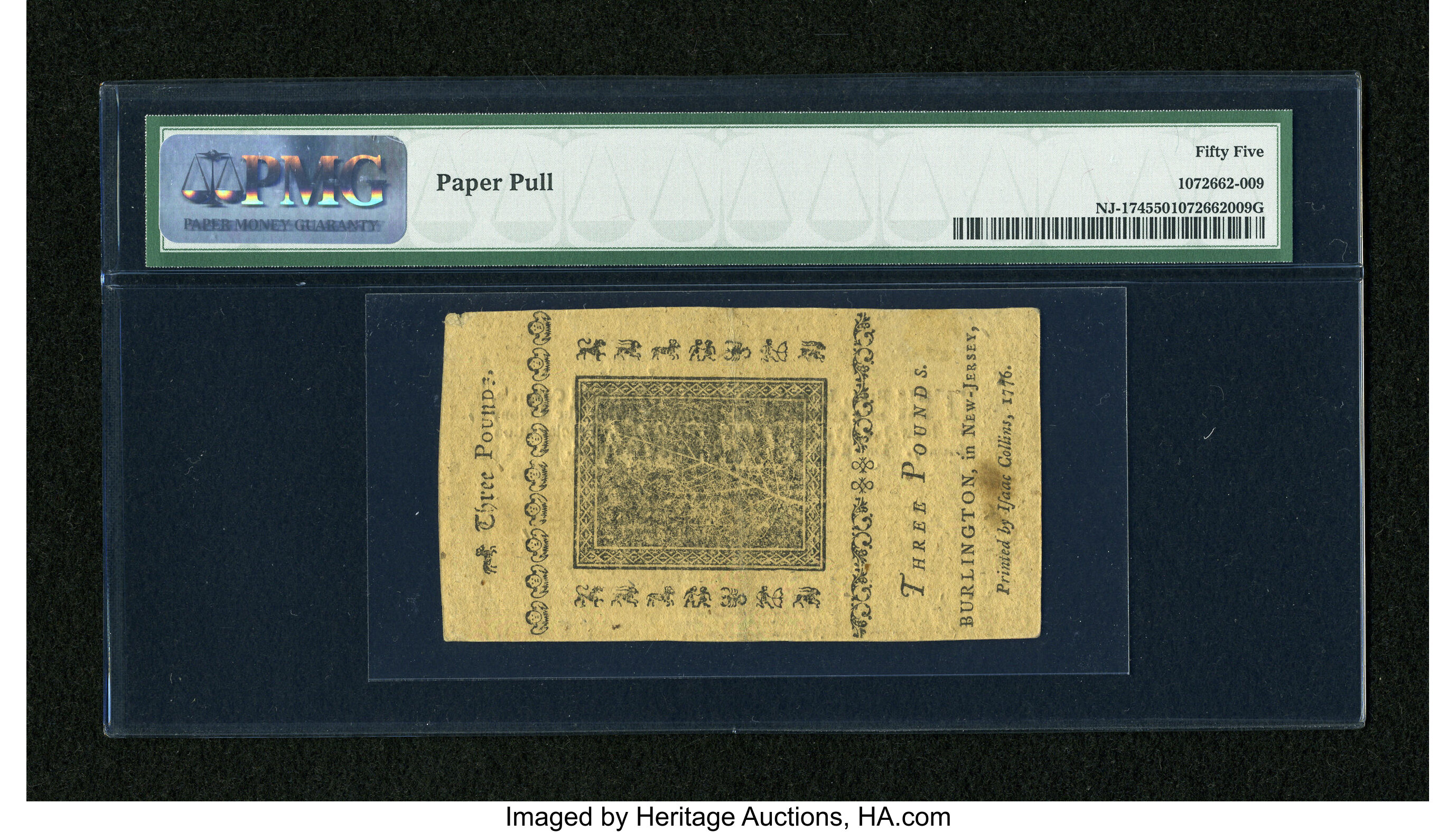 image for: New Jersey February 20, 1776 £3 PMG About Uncirculated 55....