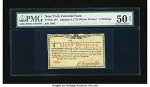 image for: New York January 6, 1776 (Water Works) 8s PMG About Uncirculated 50 Net....