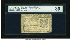 image for: New York August 13, 1776 $10 PMG Choice Very Fine 35....