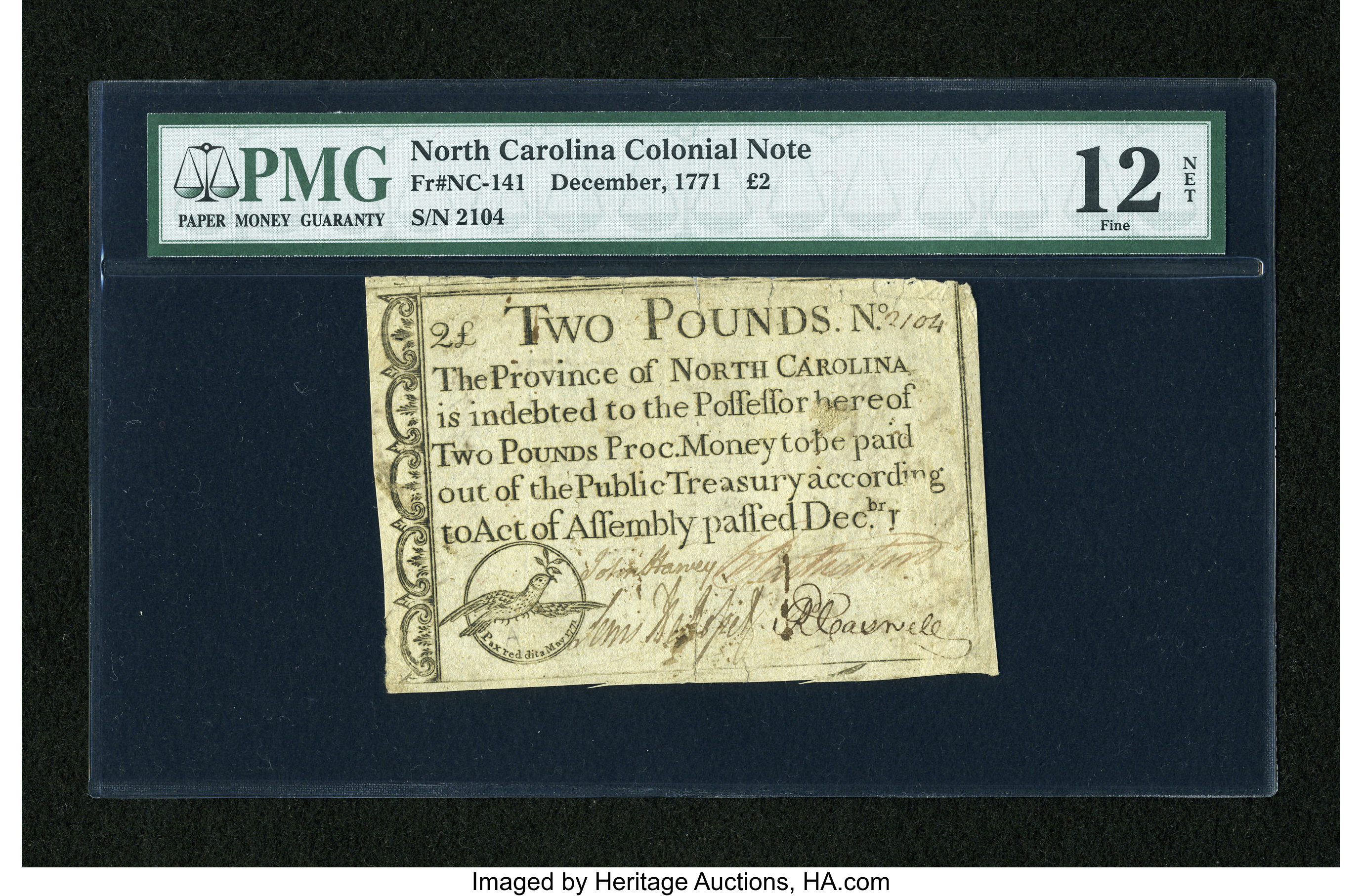 image for: North Carolina December, 1771 £2 PMG Fine 12 Net....