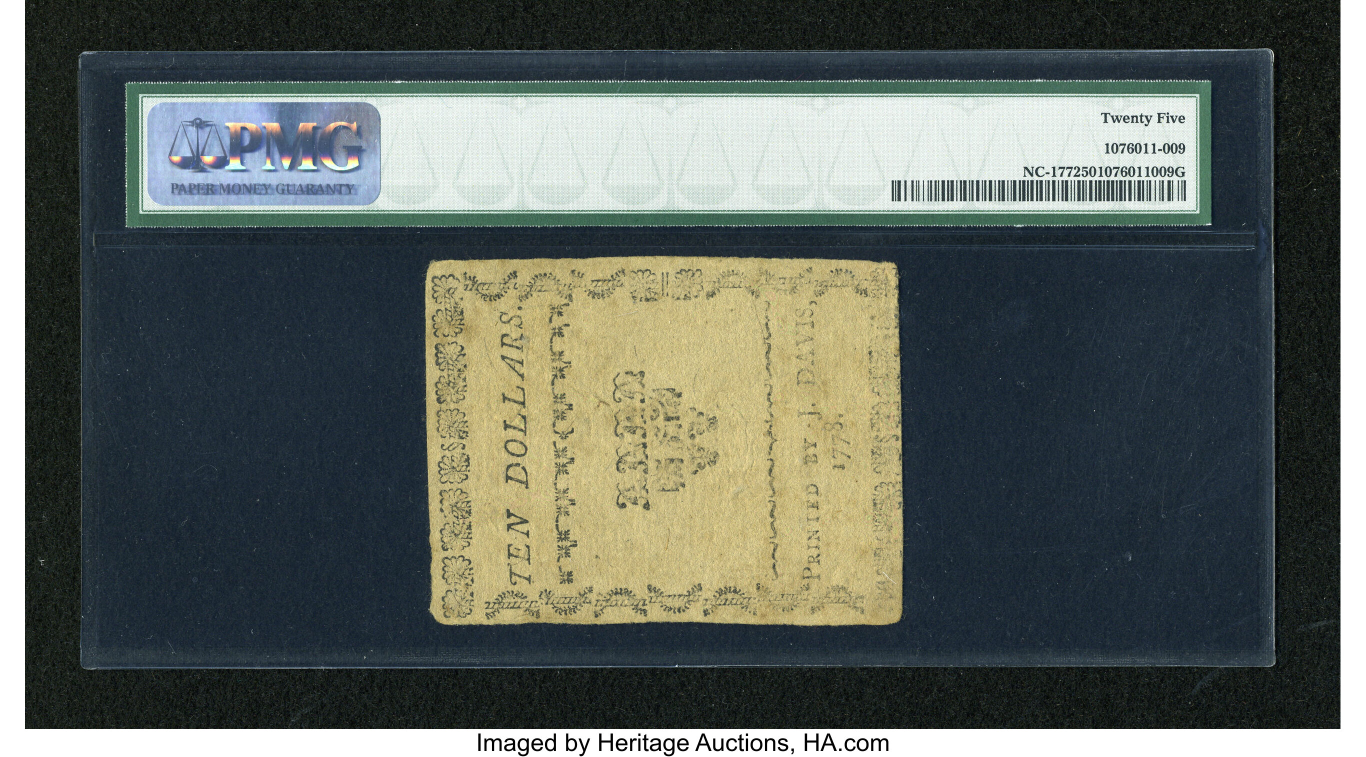 image for: North Carolina August 8, 1778 $10 PMG Very Fine 25....