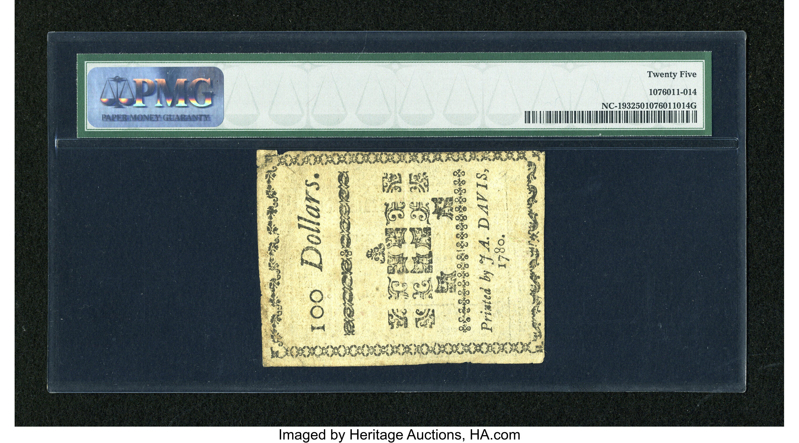 image for: North Carolina May 10, 1780 $100 PMG Very Fine 25....