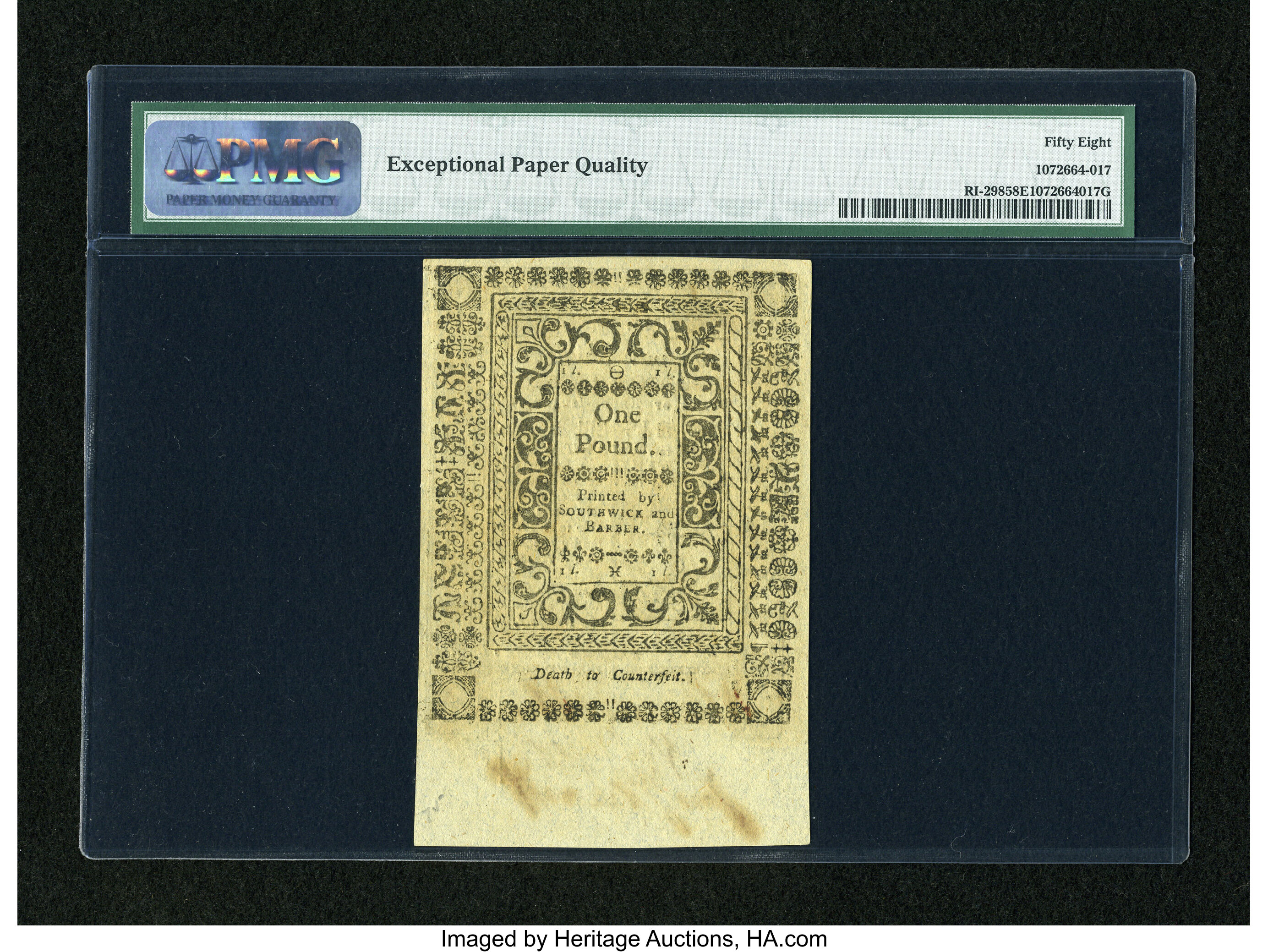 image for: Rhode Island May 1786 20s PMG Choice About Unc 58 EPQ....
