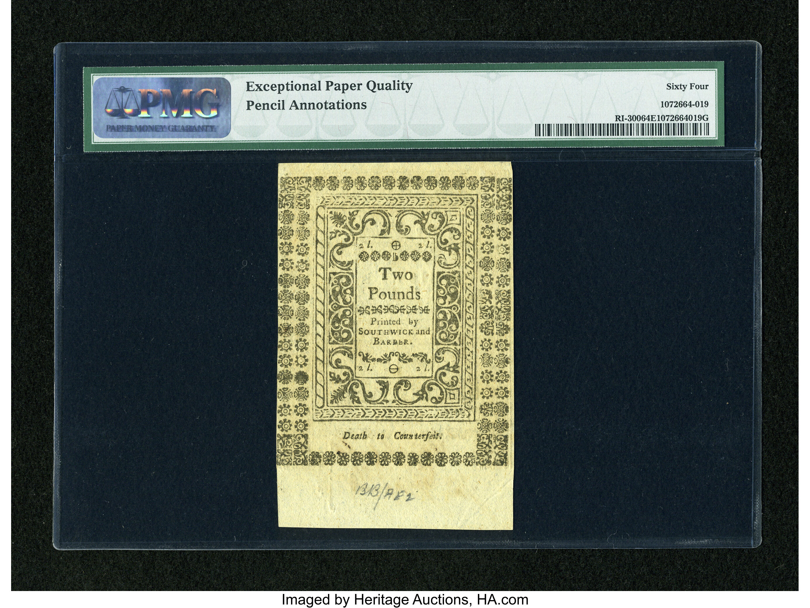 image for: Rhode Island May 1786 40s PMG Choice Uncirculated 64 EPQ....