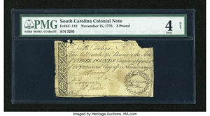 image for: South Carolina November 15, 1775 £3 PMG Good 4 Net....