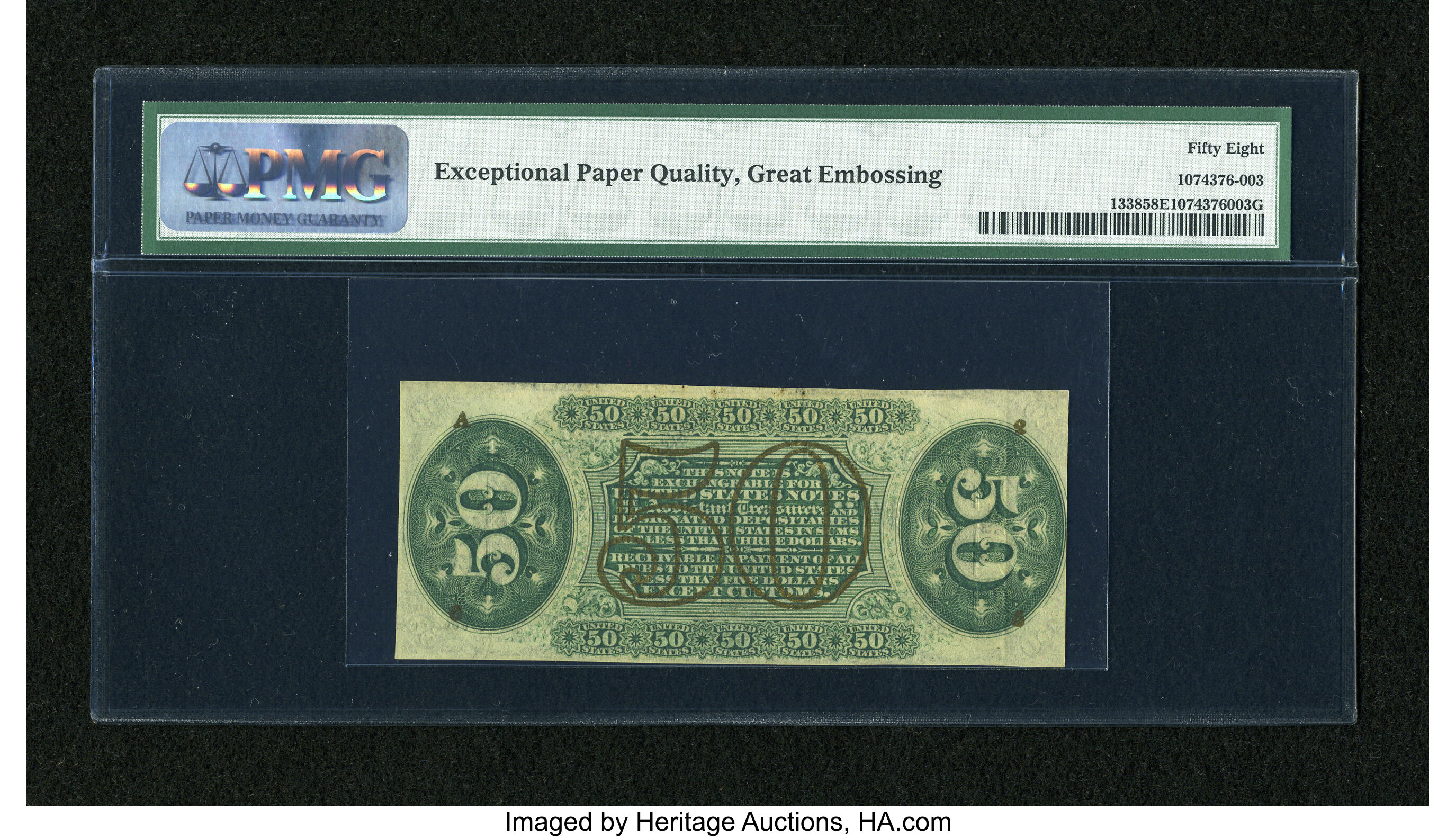 image for: Fr. 1338 50c Third Issue Spinner PMG Choice About Unc 58 EPQ....