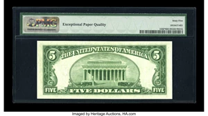 image for: Fr. 1532* $5 1953 Legal Tender Star Note. PMG Gem Uncirculated 65 EPQ....