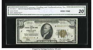 image for: Fr. 1860-J* $10 1929 Federal Reserve Bank Star Note. CGA Very Fine 20....
