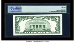 image for: Fr. 1960-H* $5 1934D Federal Reserve Star Note. PMG Choice About Unc 58....