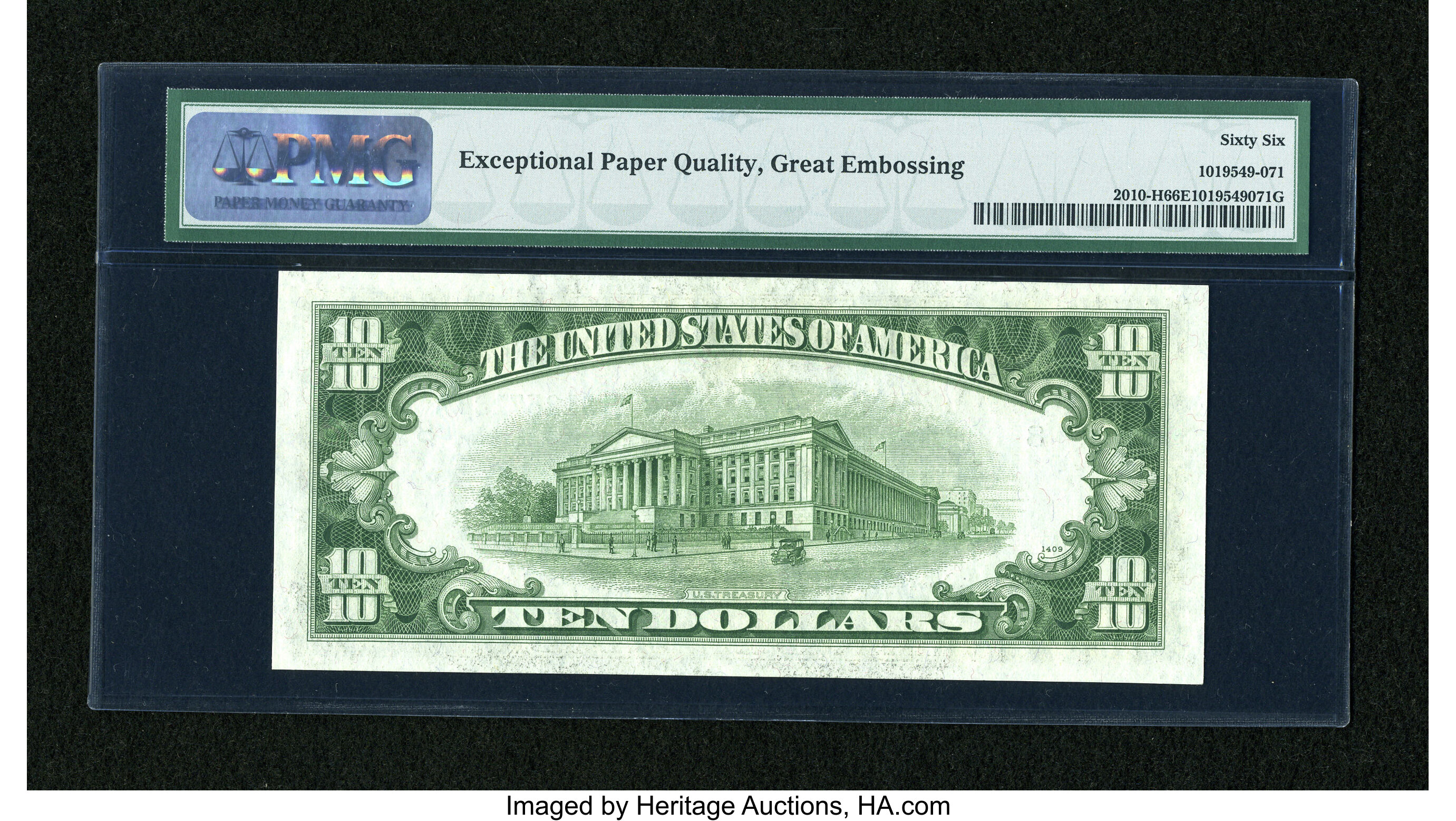 image for: Fr. 2010-H $10 1950 Narrow Federal Reserve Note. PMG Gem Uncirculated 66 EPQ....