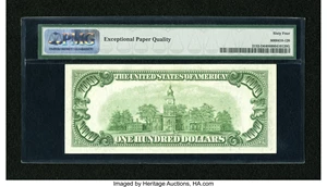 image for: Fr. 2152-D $100 1934 Dark Green Seal Federal Reserve Note. PMG Choice Uncirculated 64 EPQ....