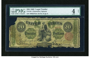 image for: Fr. 126 $20 1863 Legal Tender PMG Good 4 Net....