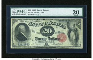 image for: Fr. 144 $20 1880 Legal Tender PMG Very Fine 20....