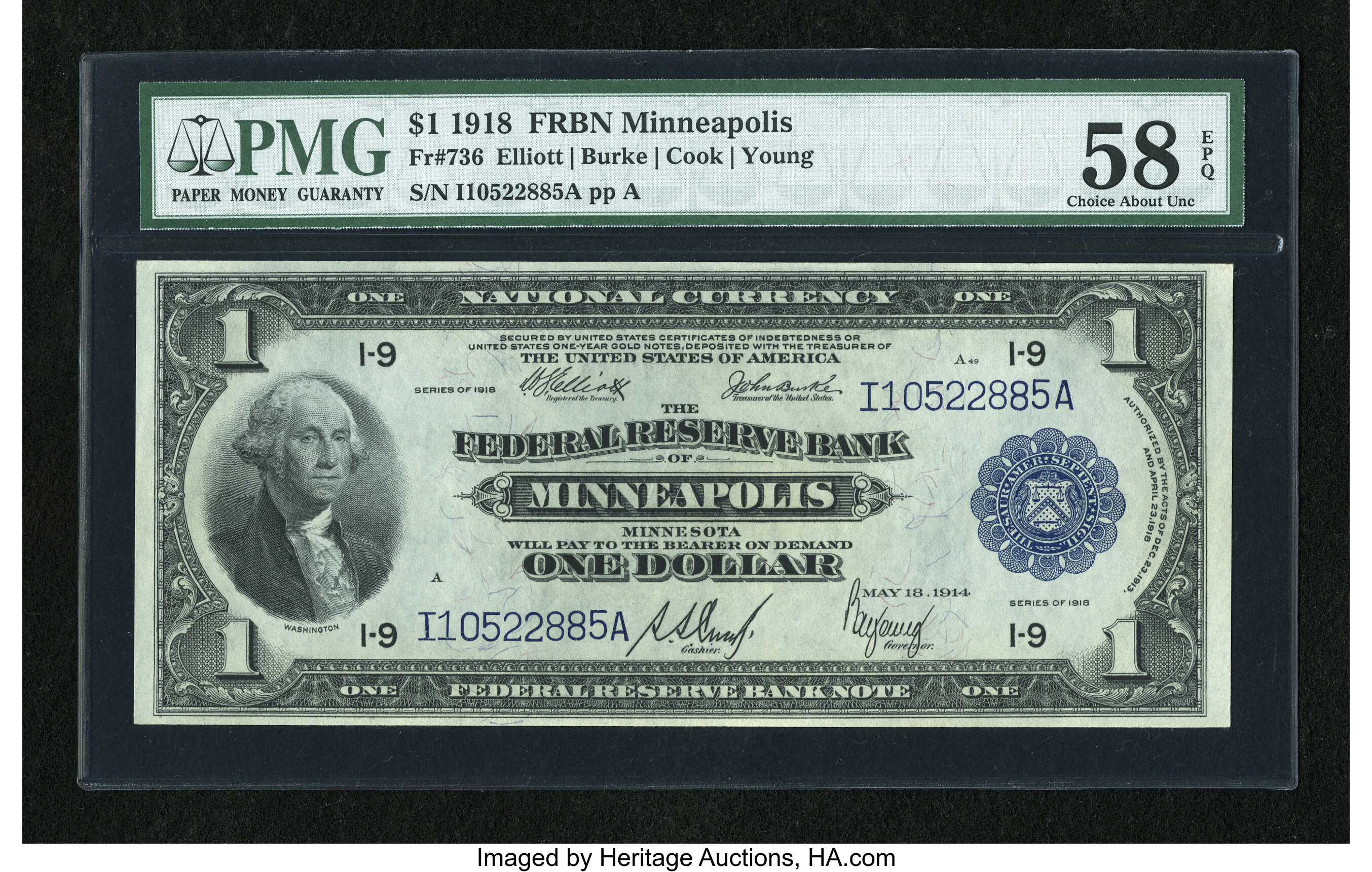 image for: Fr. 736 $1 1918 Federal Reserve Bank Note PMG Choice About Unc 58 EPQ....
