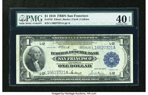image for: Fr. 745 $1 1918 Federal Reserve Bank Note PMG Extremely Fine 40 EPQ....