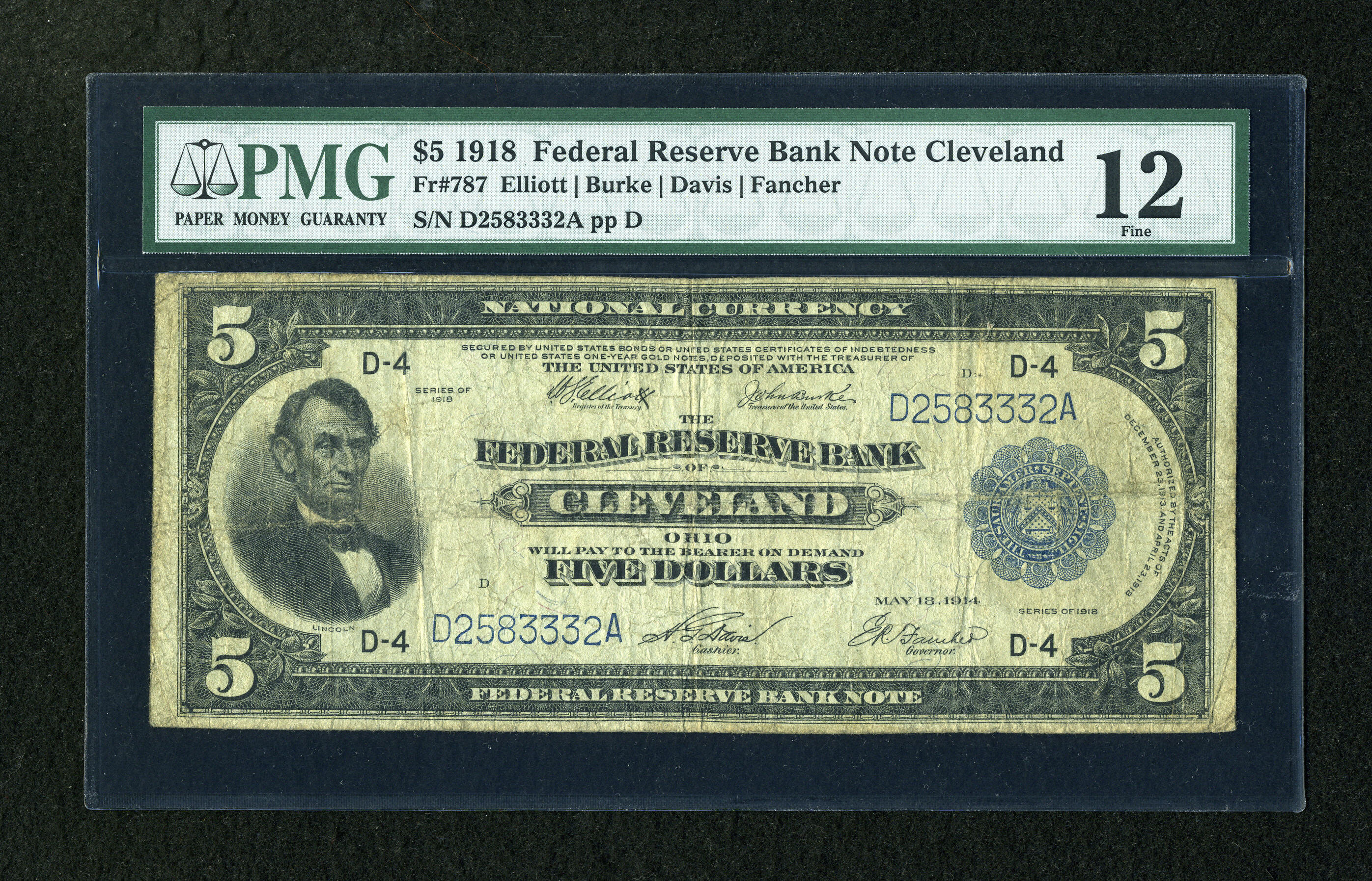 image for: Fr. 787 $5 1918 Federal Reserve Bank Note PMG Fine 12....