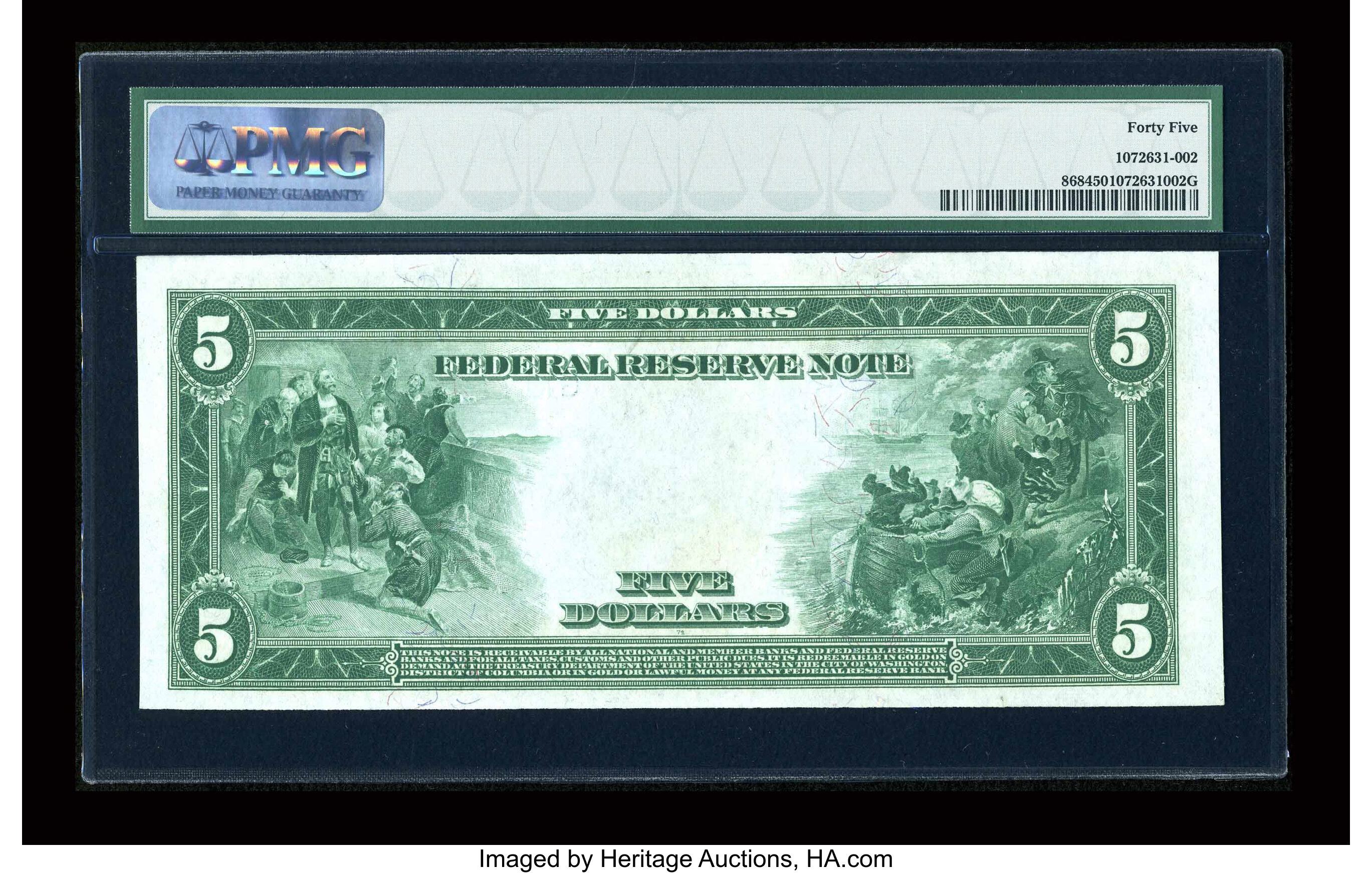 image for: Fr. 868 $5 1914 Federal Reserve Note PMG Choice Extremely Fine 45....