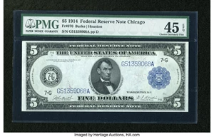 image for: Fr. 870 $5 1914 Federal Reserve Note PMG Choice Extremely Fine 45 EPQ....