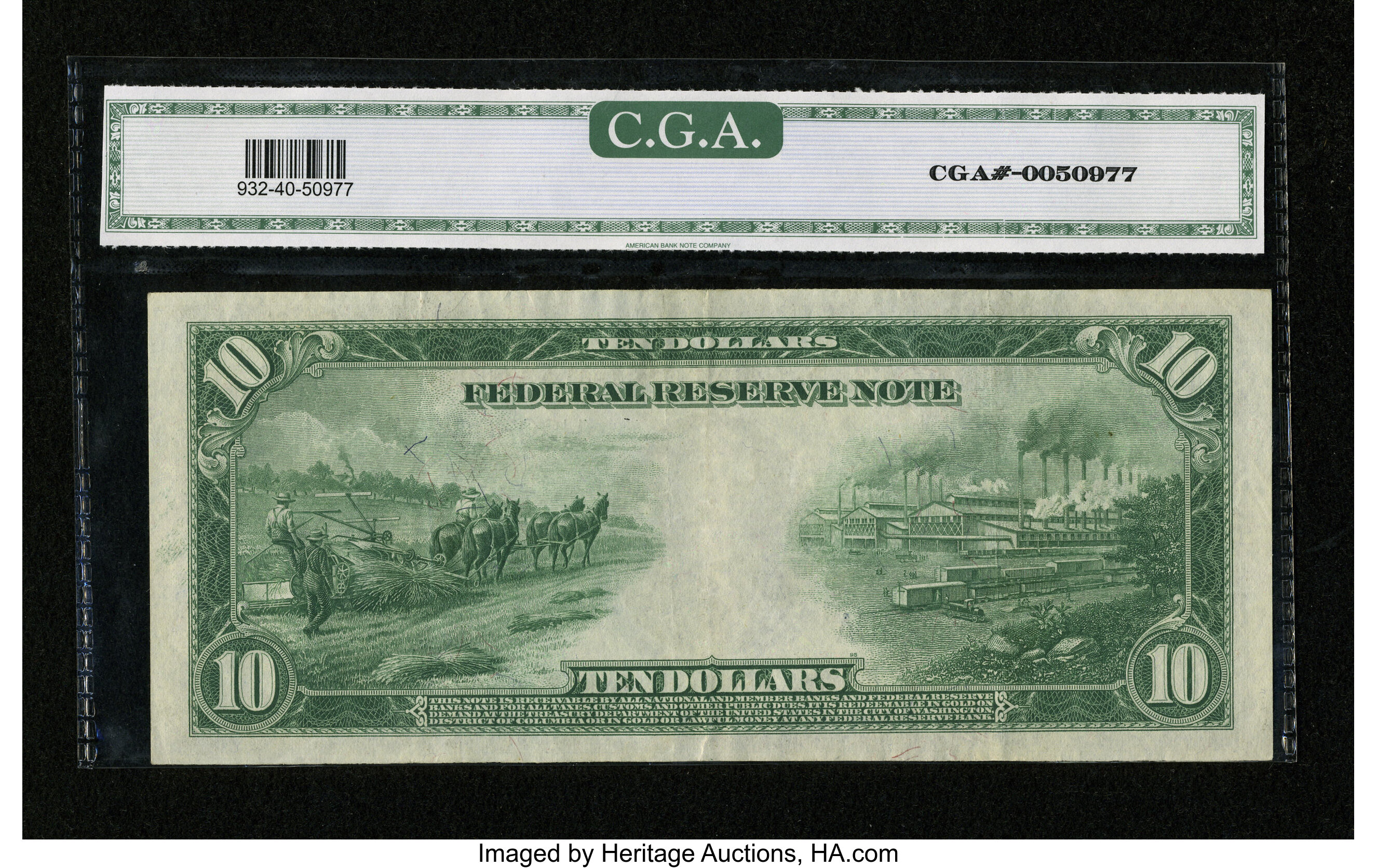 image for: Fr. 932 $10 1914 Federal Reserve Note CGA Extremely Fine 40....
