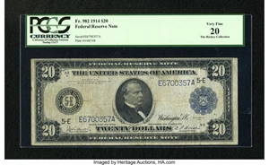 image for: Fr. 982 $20 1914 Federal Reserve Note PCGS Very Fine 20....