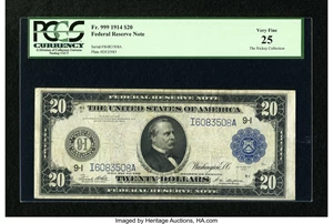 image for: Fr. 999 $20 1914 Federal Reserve Note PCGS Very Fine 25....