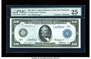 image for: Fr. 1068 $50 1914 Federal Reserve Note PMG Very Fine 25....