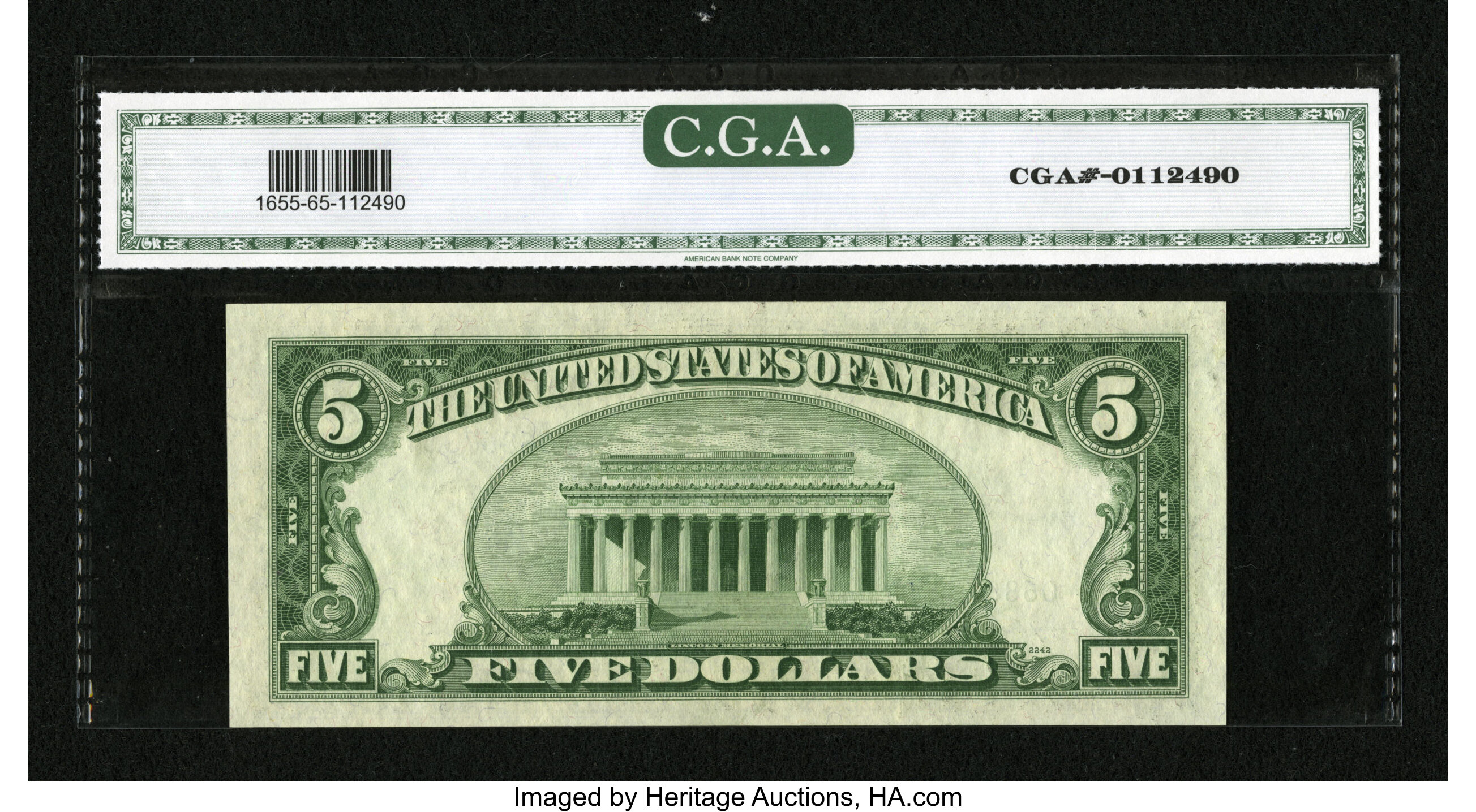 image for: Fr. 1655* $5 1953 Silver Certificate Star. CGA Gem Uncirculated 65....