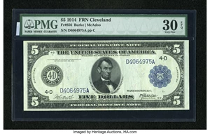 image for: Fr. 856 $5 1914 Federal Reserve Note PMG Very Fine 30 EPQ....