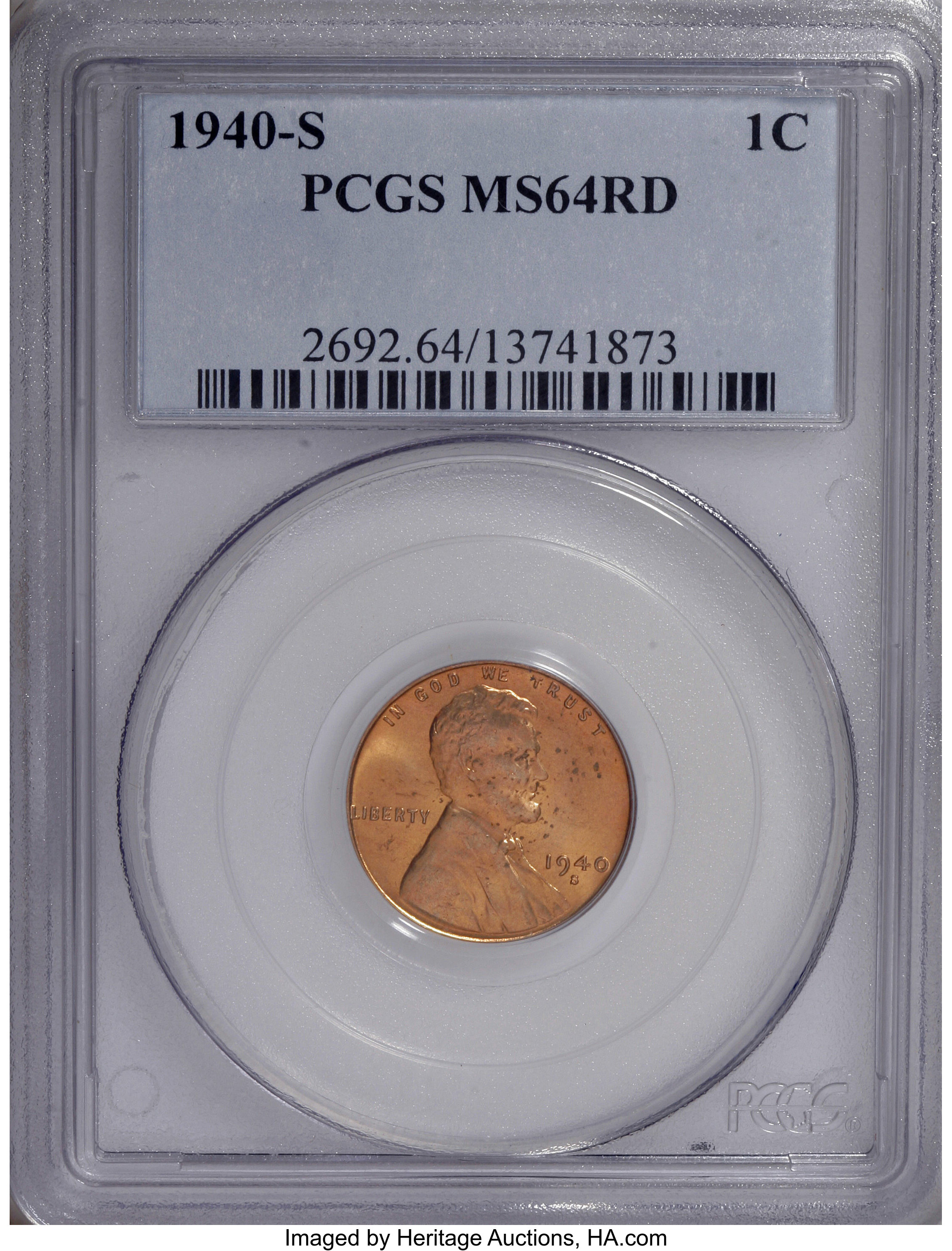 1940-S 1C MS64 Red PCGS. PCGS Population (34/1922). NGC Census: (6/1896). Mintage: 112,940,000. Numismedia Wsl. Price for N...