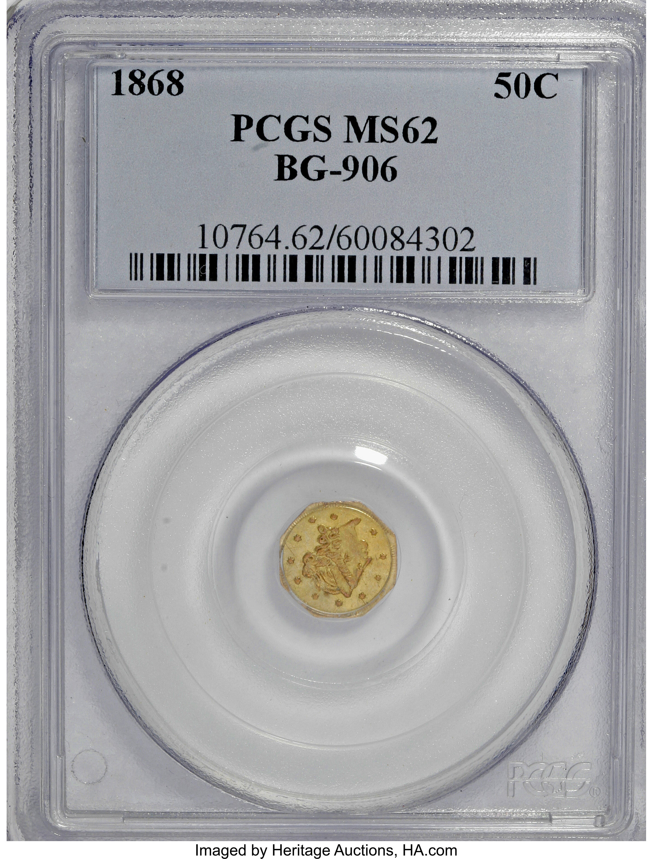 image for: 1868 50C Liberty Octagonal 50 Cents, BG-906, High R.4, MS62 PCGS. PCGS Population (1/44). NGC Census: (0/3).   (#10764)...