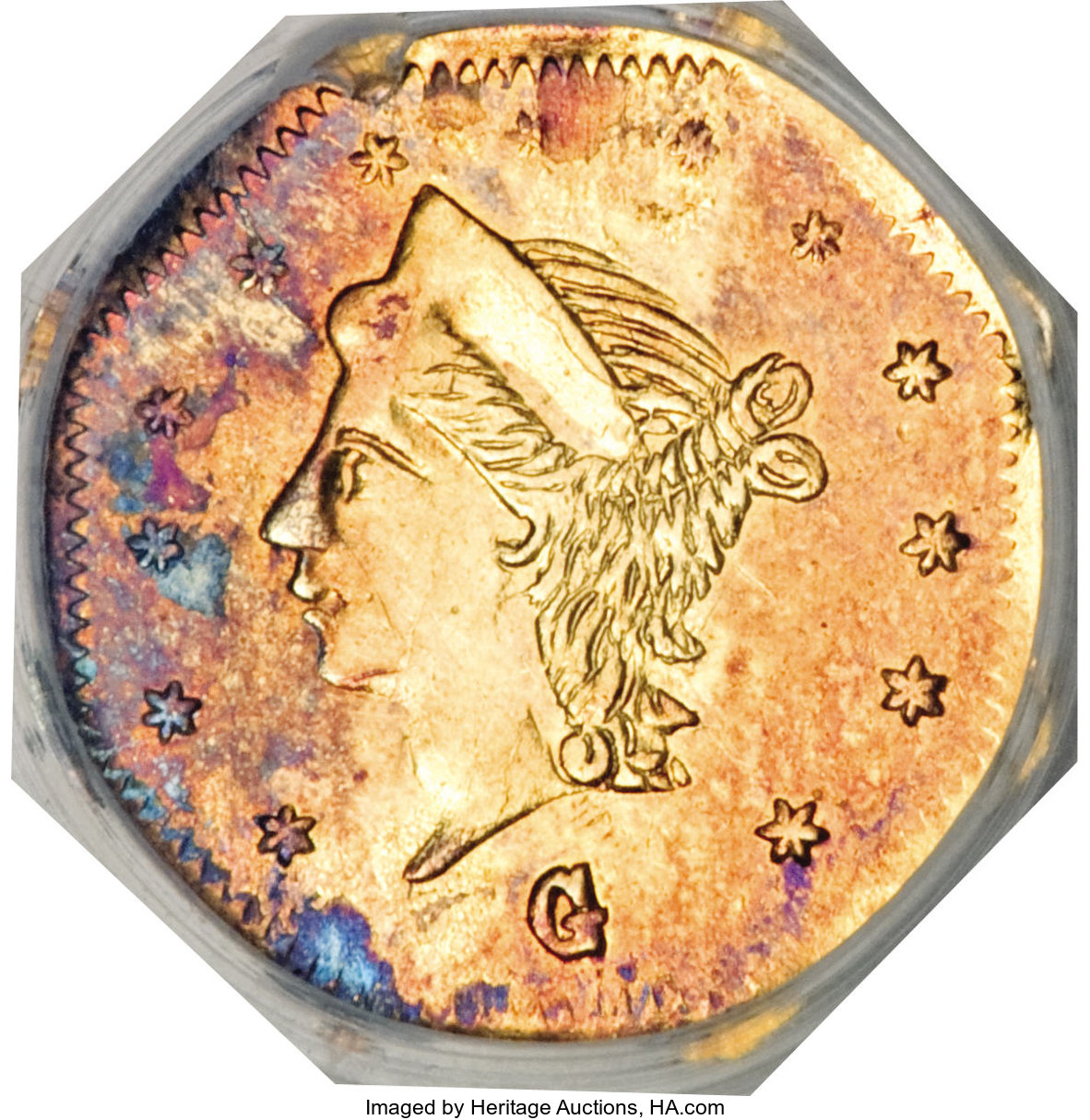 image for: 1867 25C Liberty Octagonal 25 Cents, BG-742, Low R.7, MS62 NGC....