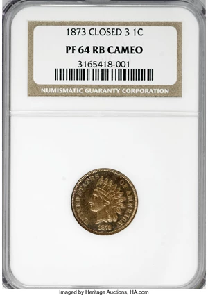 image for: 1873 1C Closed 3 PR64 Cameo NGC....