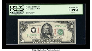 image for: Fr. 2112-B $50 1950E Specimen Federal Reserve Note. PCGS Very Choice New 64PPQ....