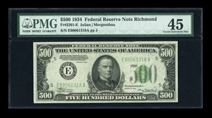 image for: Fr. 2201-E $500 1934 Federal Reserve Note. PMG Choice Extremely Fine 45....