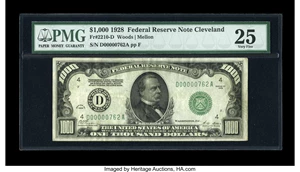 image for: Fr. 2210-D $1000 1928 Federal Reserve Note. PMG Very Fine 25....